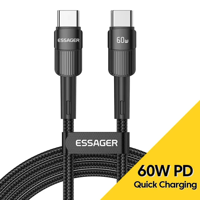 USB C to USB C fast charging data cable black