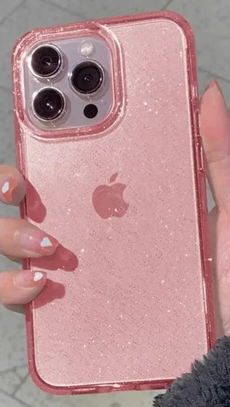 Transparent Silicone Phone Case With Glitter Inserts For Apple iPhone Pink