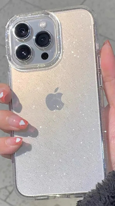 Transparent Silicone Phone Case With Glitter Inserts For Apple iPhone Clear